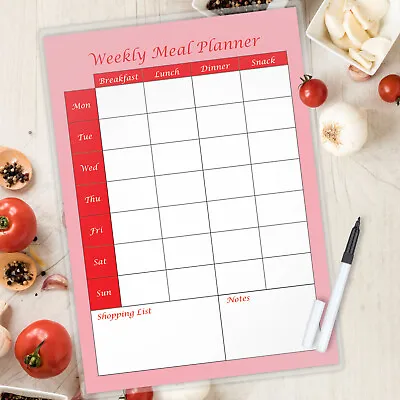 Meal/Menu Planner Laminated Portrait With Free Pen A4 - Magnetic Available  • £3.99