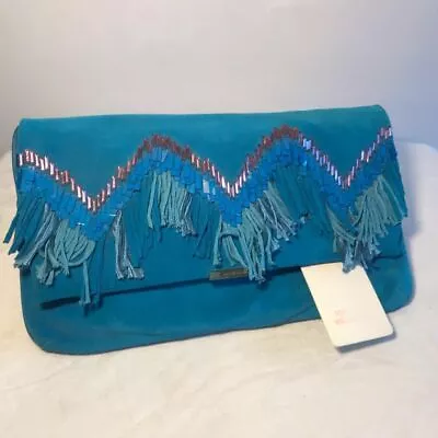 Matthew Williamson Blue Suede Peacock Style Clutch Bag • £71.65