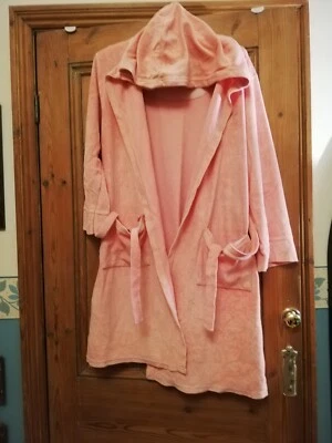 £3.99 • Buy Peach Velour Dressing Gown With Hood - Size 8/10