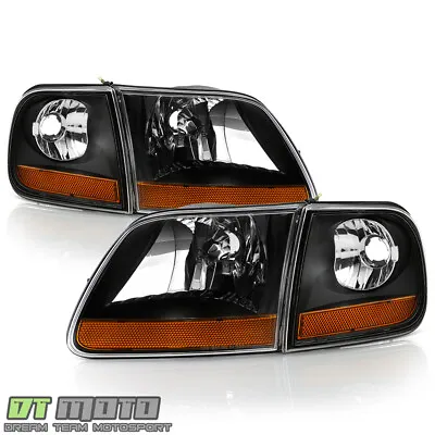 1997-2003 Ford F150 Black Harley Davidson Style Headlights W/Corner Left+Right • $98.99