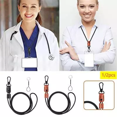 Durable Braided PU Leather Neck Lanyard With Key Chain For Keys ID Badge Holder • $2.97