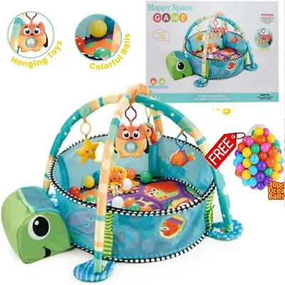 Turtle Activity Baby Gym Play Floor Mat Ball Pit & Toys 3 In 1 Boy Girl Playmat • £24.90