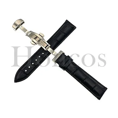 12-24 MM Watch Band Strap Leather  Deployment Butterfly Fits For Bulova Black • $15.19