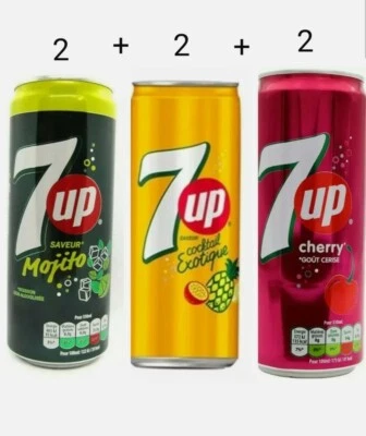 6 × 330ml 7up (2 × Mojito 2 × Exotic & 2 × Cherry Cans) IMPORTED  Soft Drink  • £9.99