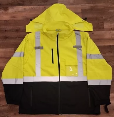 NEW! NWT High Visibility Softshell Waterproof Safety Jacket Class 3 Size 3XL • $53.10