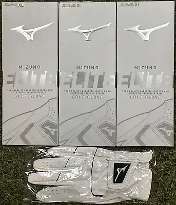 Mizuno Elite Leather Golf Glove For Left-Handed Golfer 3-Pack Bundle XL #99999 • $39.90