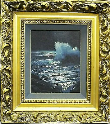 VIOLET PARKHURST Oil Painting Ocean Waves At Night Seascape Impressionism USA • $1000