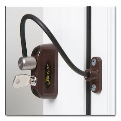 Jackloc Cable Window Restrictor 200mm For UPVC Child Safety With Key Lock Brown • £26.25