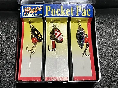 Vintage Mepps Trout Panfish Pocket Pac Spinners Black Fury Aglia Long Tackle Box • $12.99