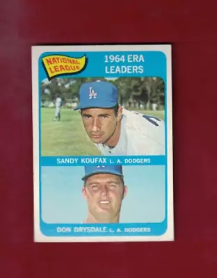 1965 Topps Sandy Koufax / Don Drysdale 1964 ERA LEADERS NL Card #8! NICE! • $4.99