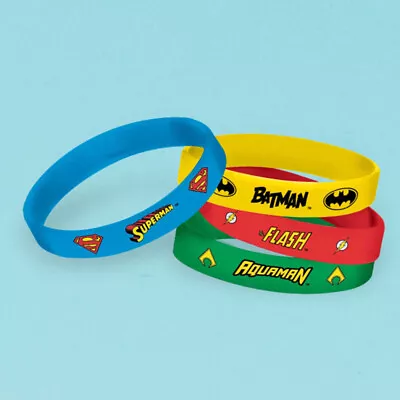 $8.49 • Buy Justice League Party Supplies Heroes Unite Rubber Bracelet Loot Favours 4Pk
