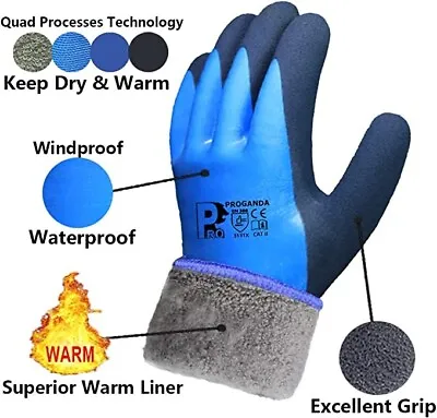 Thermal Insulated Winter Warm Waterproof Work Gloves Freezer Cold Safety Garden • £26.99