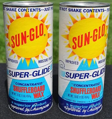 Vintage 2  1 Lb Cans Of Sun-Glo 5 Star Extra Fast Shuffleboard Wax New Sealed • $54.99