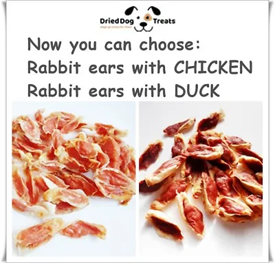 Chewy Rabbit Ears Wrapped In Duck/Chicken Meat - Delicious Snack Dog Treats Pet • £4.99