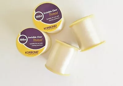 4 X 180mt Reels Korbond Invisible Clear Sewing Machine Thread  • £9.99