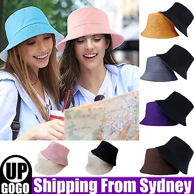 Bucket Hat Unisex CapTravel  Fishing Hiking Camping Outdoor Sun Beach Camping AU • $6.85