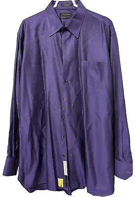 John W Nordstrom Mens Dress Shirt 17 1/2 35 Purple Egyptian Cotton Pocket 2XLT • $13.44