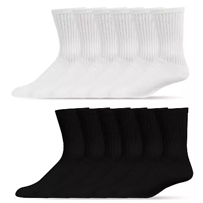 3-6 Pairs Mens Sports Socks Athletic Crew Breathable Solid Sportswear • $9.99