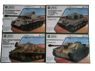Set Of 4 Toy Model Tank Kits Scale 1:72 Click Together Age 8+ UK Stock FREE DEL • £28.99