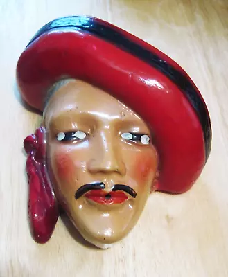 Vintage Mexican Man With Sombrero Chalkware Wall Hanging String Holder • $29.89