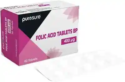 Folic Acid Tablets For Men & Women | 90 Tablets | 400µg Reduce Tiredness Fatigue • £3.75