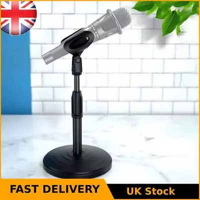 Desktop Table Desk Mic Microphone Stand W/ Clip Holder Mount Clamp Round Base • £6.99