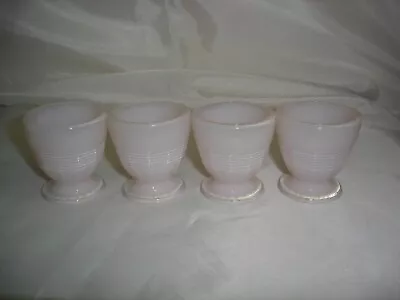 Vintage Pink Opalescent Milk Glass Egg Cups - Set Of 4 • $45.99