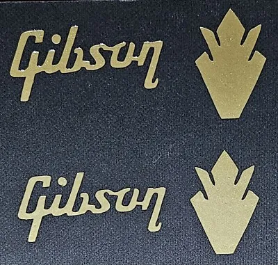 2 Decal Headstock Gibson  Logos &  2 Crown Die-Cut Gold Vinyl Decal ES-175 SG • $13.19