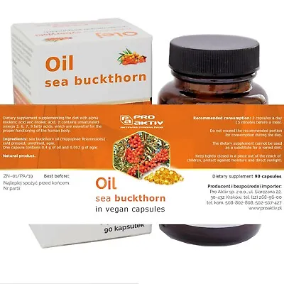 SEA BUCKTHORN Oil 90 Vegan Capsules 400 Mg Agar 100% Pure Organic Omega 3 6 9 • £13.60