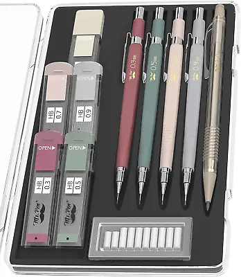 Mechanical Pencil Set With Leads And Eraser Refills 5 Sizes - 0.3 0.5 0.7 0. • $13.99