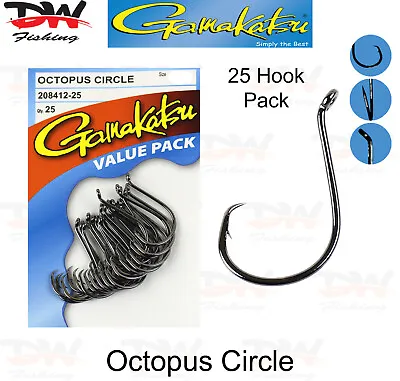 $35.95 • Buy Gamakatsu Octopus Circle Hook | Chemically Sharpened Gamakatsu Hook 25 Pack