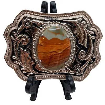 Polished Stone Belt Buckle Vintage Country Cowboy Western Rock Lapidary Arts • $19.99