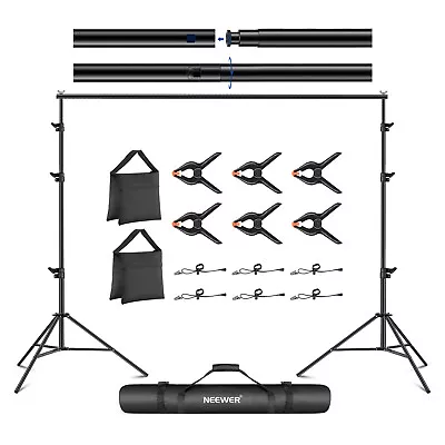 NEEWER 8.5x10ft Adjustable Backdrop Stand Kit With 4 Crossbars， 6 Spring Clamps • $63.32