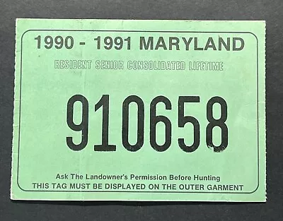 1990 ***MARYLAND*** Duck Hunting Permit License - Resident Senior • $1.99