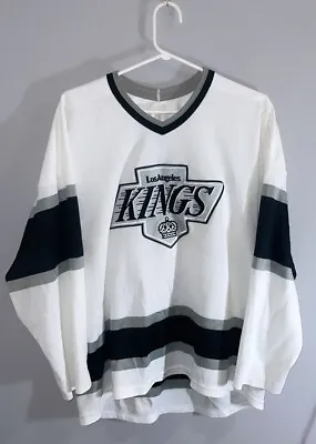 Vintage Los Angeles Kings Jersey Mens Sz M/S White Gray CCM Maska Hockey NHL 90s • $46.74