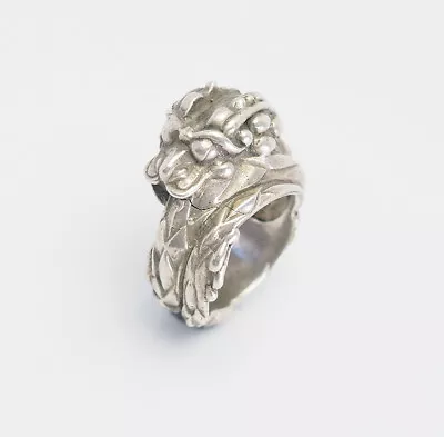 Vintage Sterling Silver Dragon Detailed Animal Fairytale Ring Size 7.25 • $45