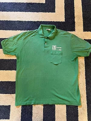 Vintage Rare 7-Eleven 7-11 Employee Polo 1980s Collared Coffee Shirt Green XL • $111.11