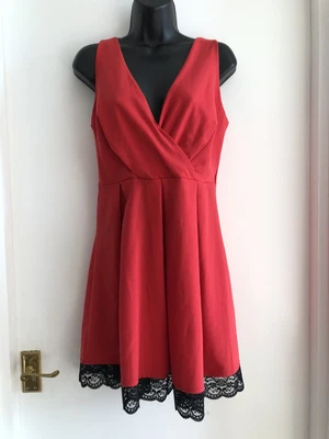 £4.99 • Buy Wal G Red Skater Dress Lace Trim Size Medium Bust 36 