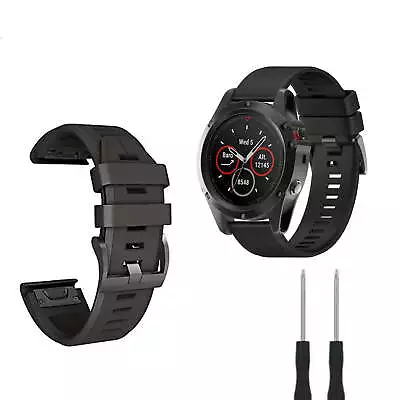 Garmin FENIX5X Plus Replacement Strap Band Quick Fit 22mm Watch Bands Silicone • $14.41