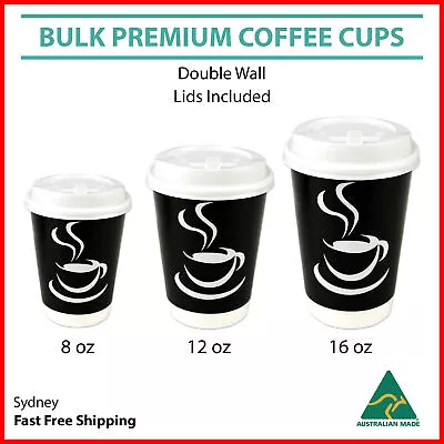 Disposable Coffee Cups 8oz 12oz 16oz Takeaway Paper Double Wall Take Away Bulk • $249.99