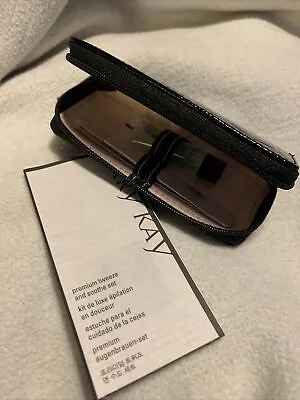 New Mary Kay Black Faux Leather Alligator Print Case W Premium Tweeze & Smooth • $12.99