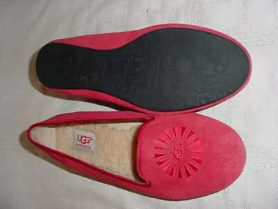 Ugg Alloway Suede Shearling Pink Fur Lined Flats/Slippers Women's Shoes Size 8 • $20