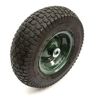 13 Inch 13x5.00-6 Green Metal Wheel & Tyre 4 Ply & Bearings Wheelbarrow Barrow • £15.99