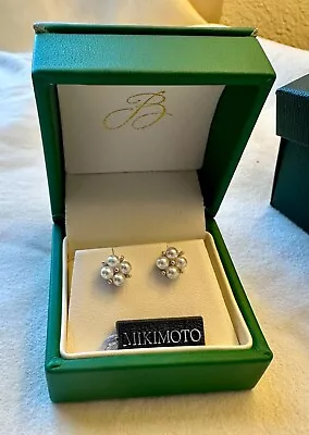 Mikimoto Pearl Earrings 18K White Gold • $795