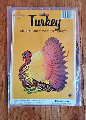 Vintage 1983 Beistle Madras Art Tissue Honeycomb Turkey Centerpiece 12  ~  Nos • $19.99