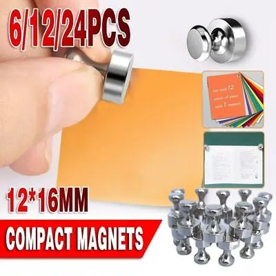$7.96 • Buy 6/12/24PCS Strong Fridge Magnets Neodymium Magnetic Crafts Whiteboard Push Pins