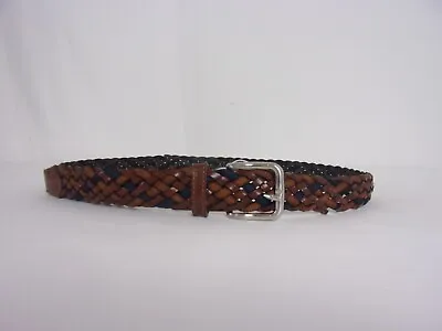 H&M Woven Belt Silver Buckle SIZE: 40  BROWN/BLUE • $4.77