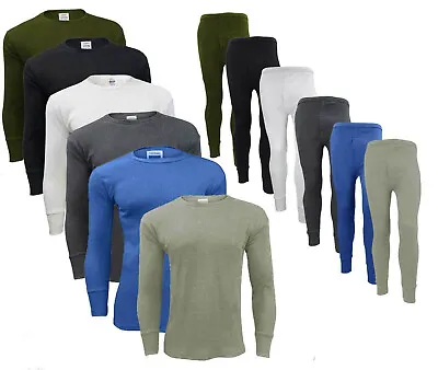 Mens Long Johns Thermal Set Long Sleeve Top Bottom Warm Underwear Baselayer Set • £5.49