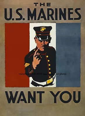 US Marines Recruitment Poster PHOTO WWII USMC Marine Corps Recruiter • $5.78