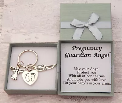 £4.99 • Buy Mum-to-be Pregnancy Guardian Angel Wing Keyring -- Baby Shower Gift + Box 